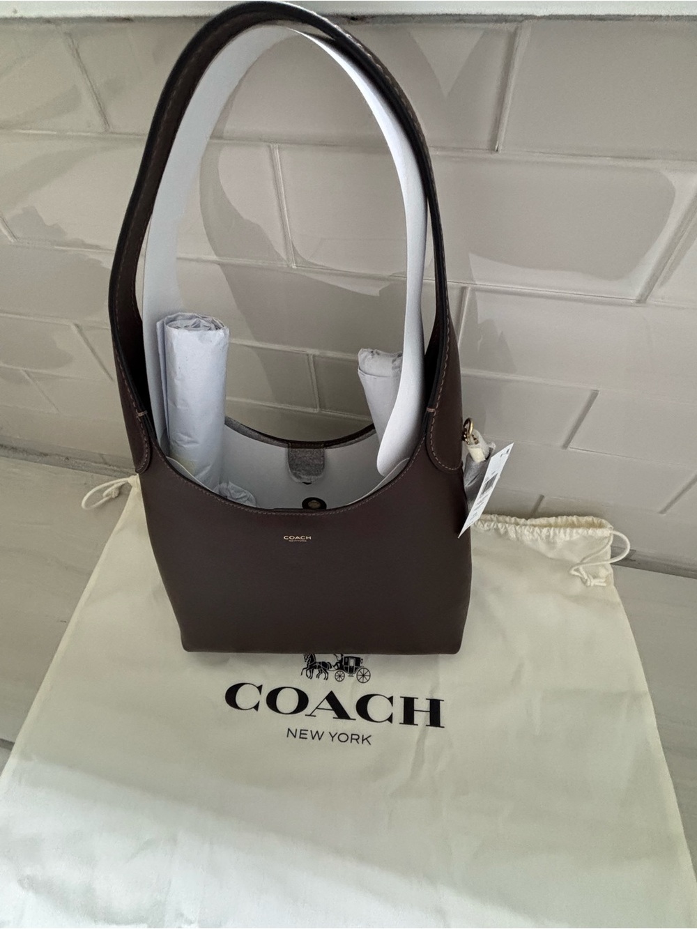 Coach Dark Brown Leather Single-Shoulder Tote